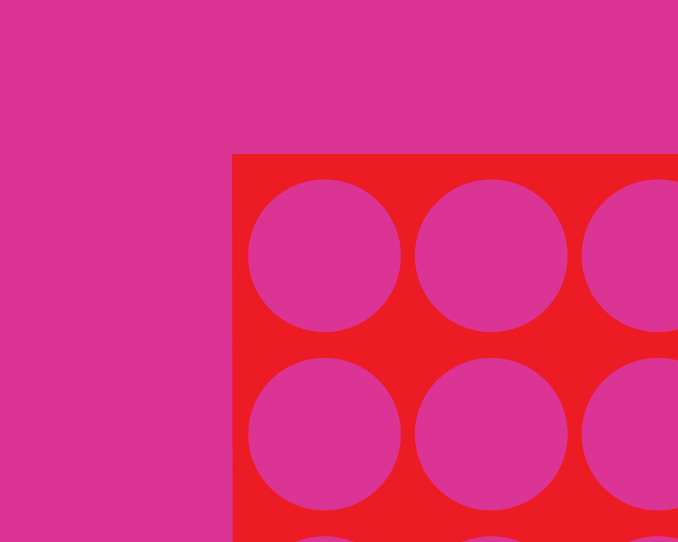 Orange graphic over magenta background