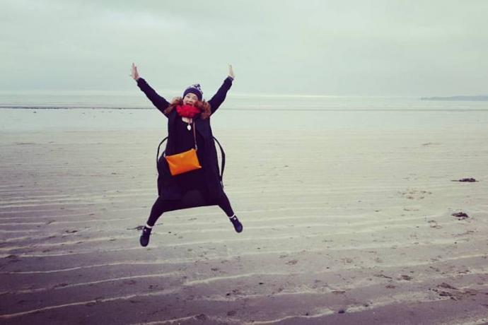 Aisling O'Brien leaping in the air