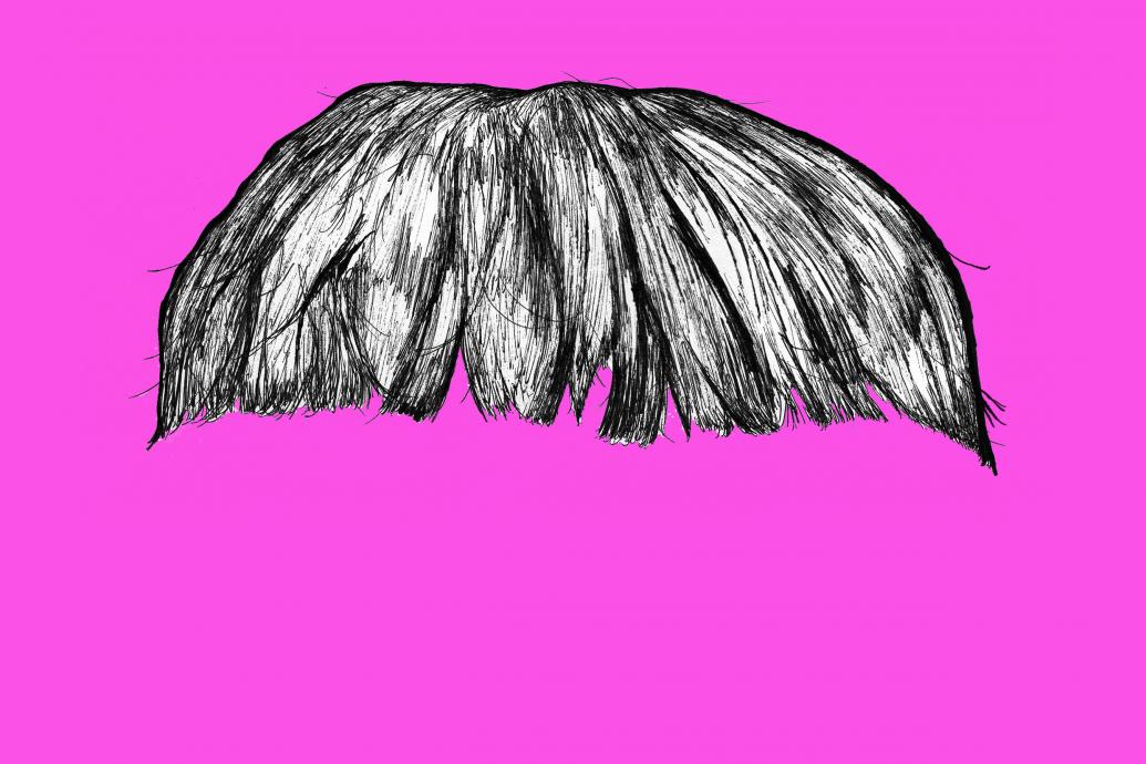 fringe hair on a pink background