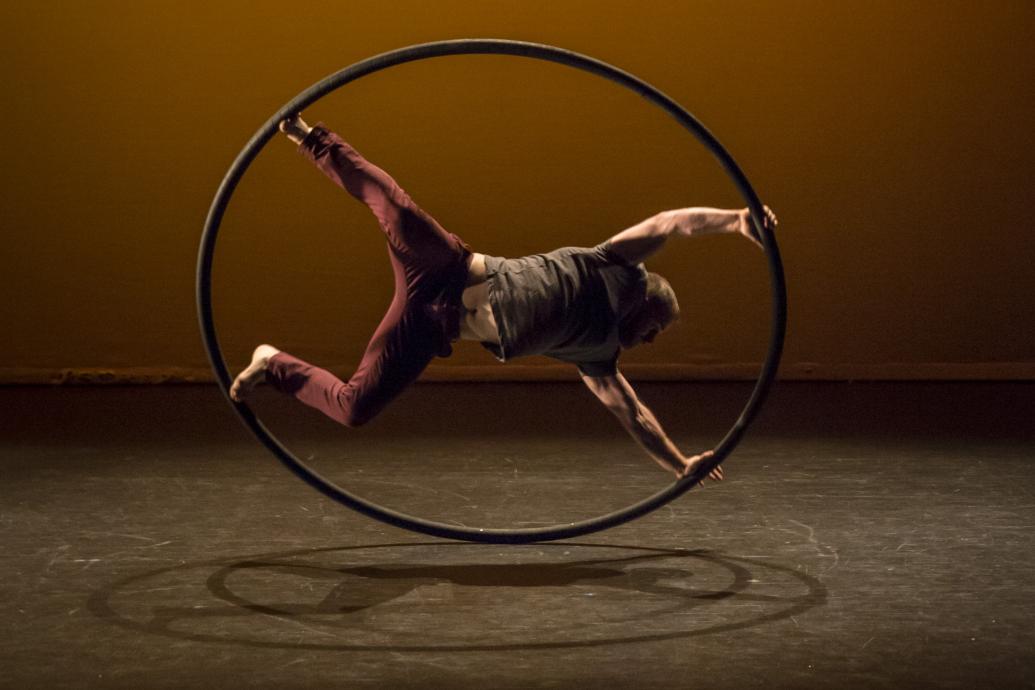 How to square a circle, a man in a circle, a woman hanging above