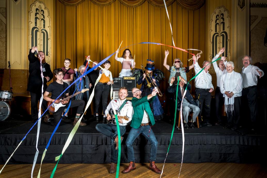 Group of musicians celebrating