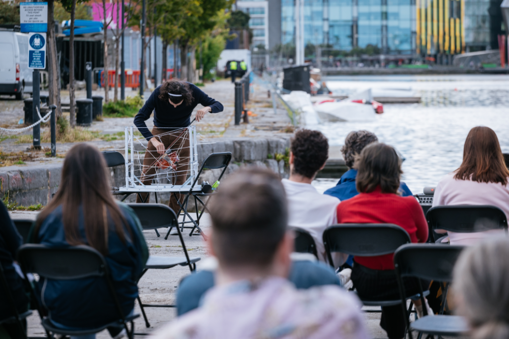 Audience watch Music for Cranes performance at Grand Canal Dock