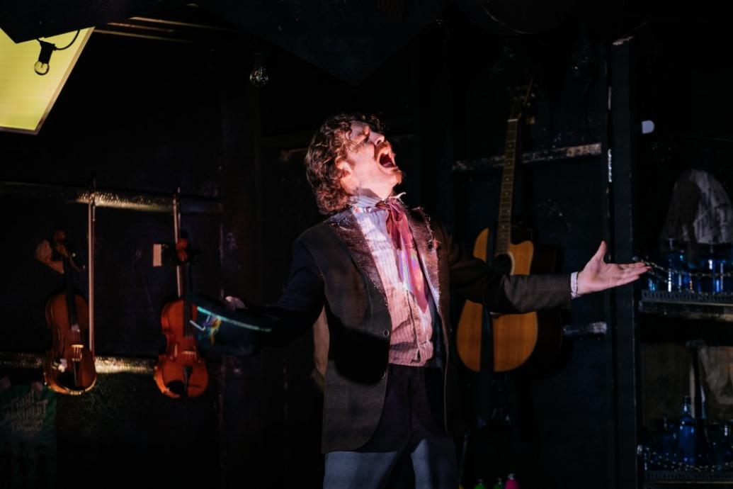 Actor Fionn Foley performing on stage on Tonic