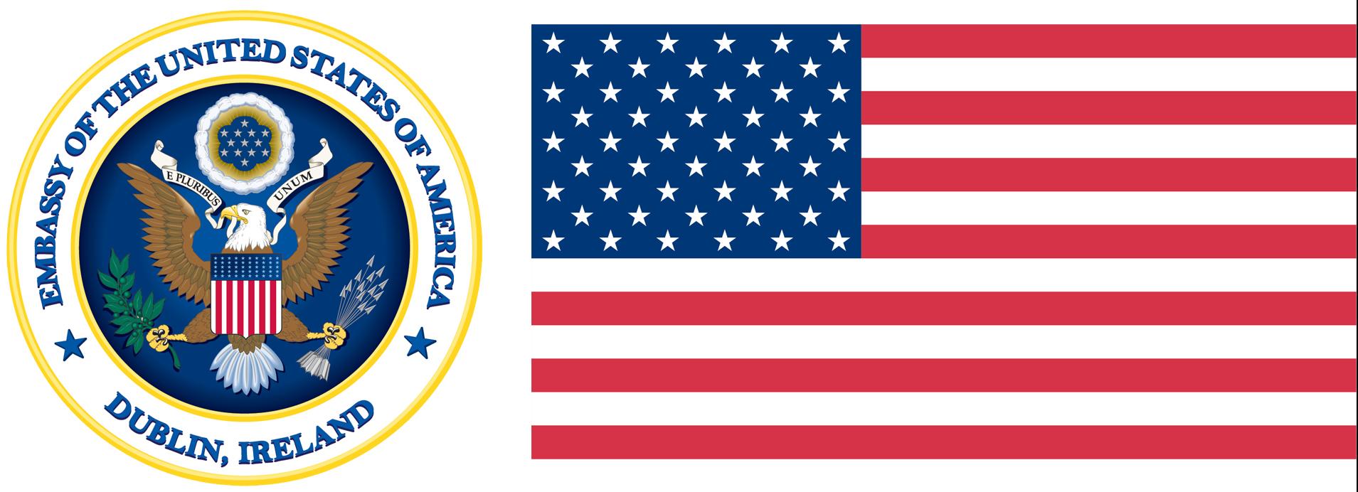 US Flag and Seal Logo representing US embassy