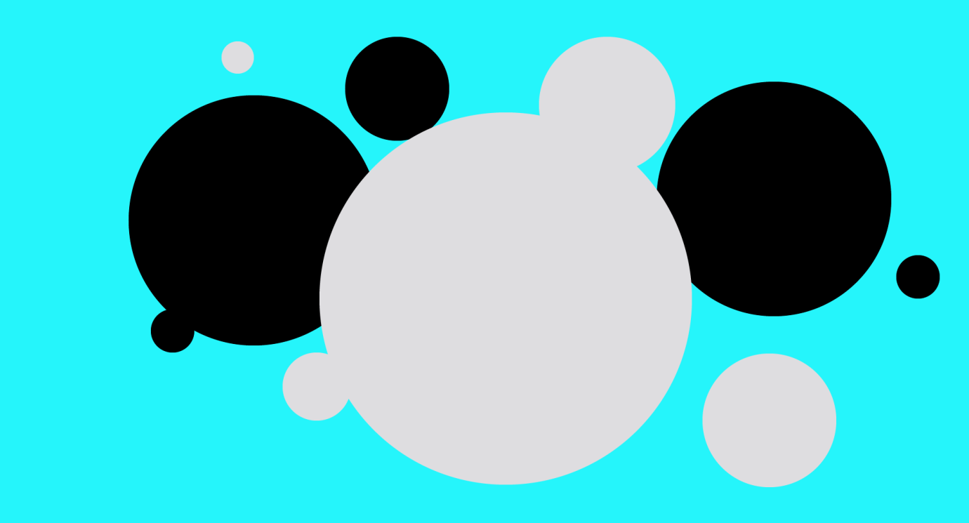 Grey and black circles on a blue background