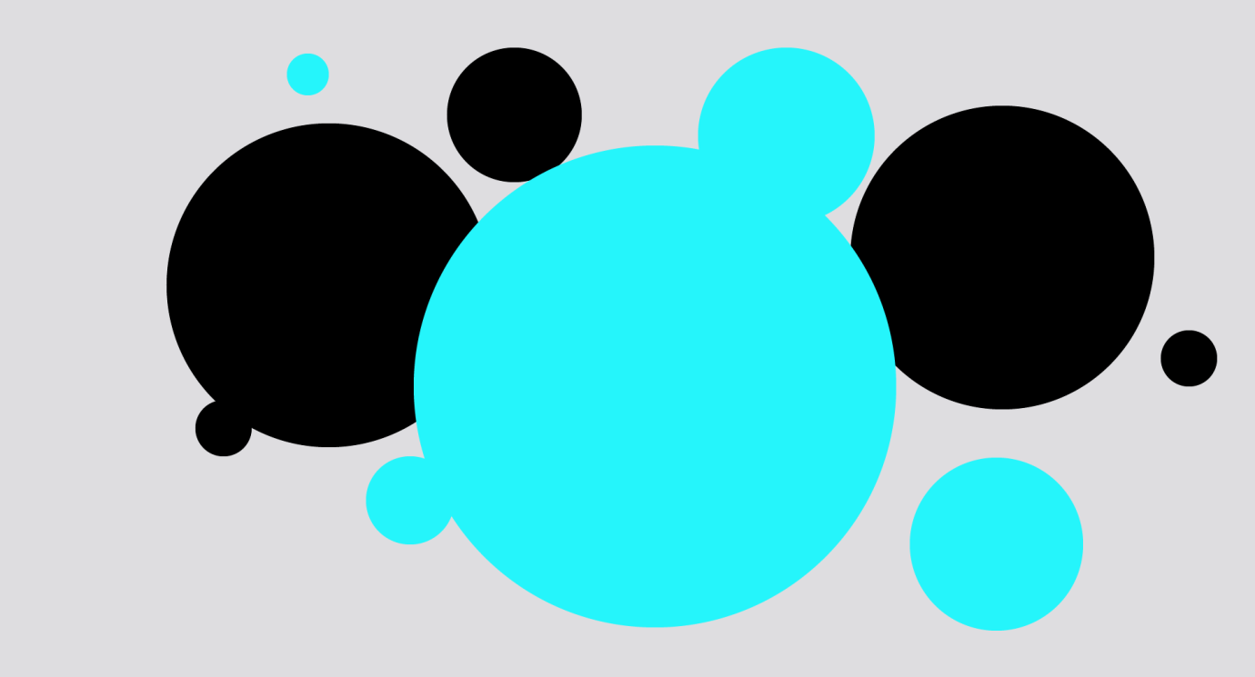 Grey background with blue and black circles